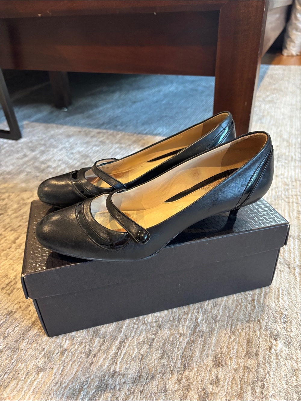 Cole Haan Black Mary Jane Kitten Heel Pumps